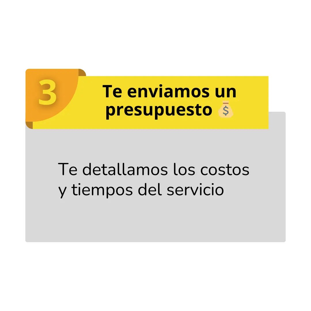 Presupuesto detallado con costos y tiempos para el servicio solicitado