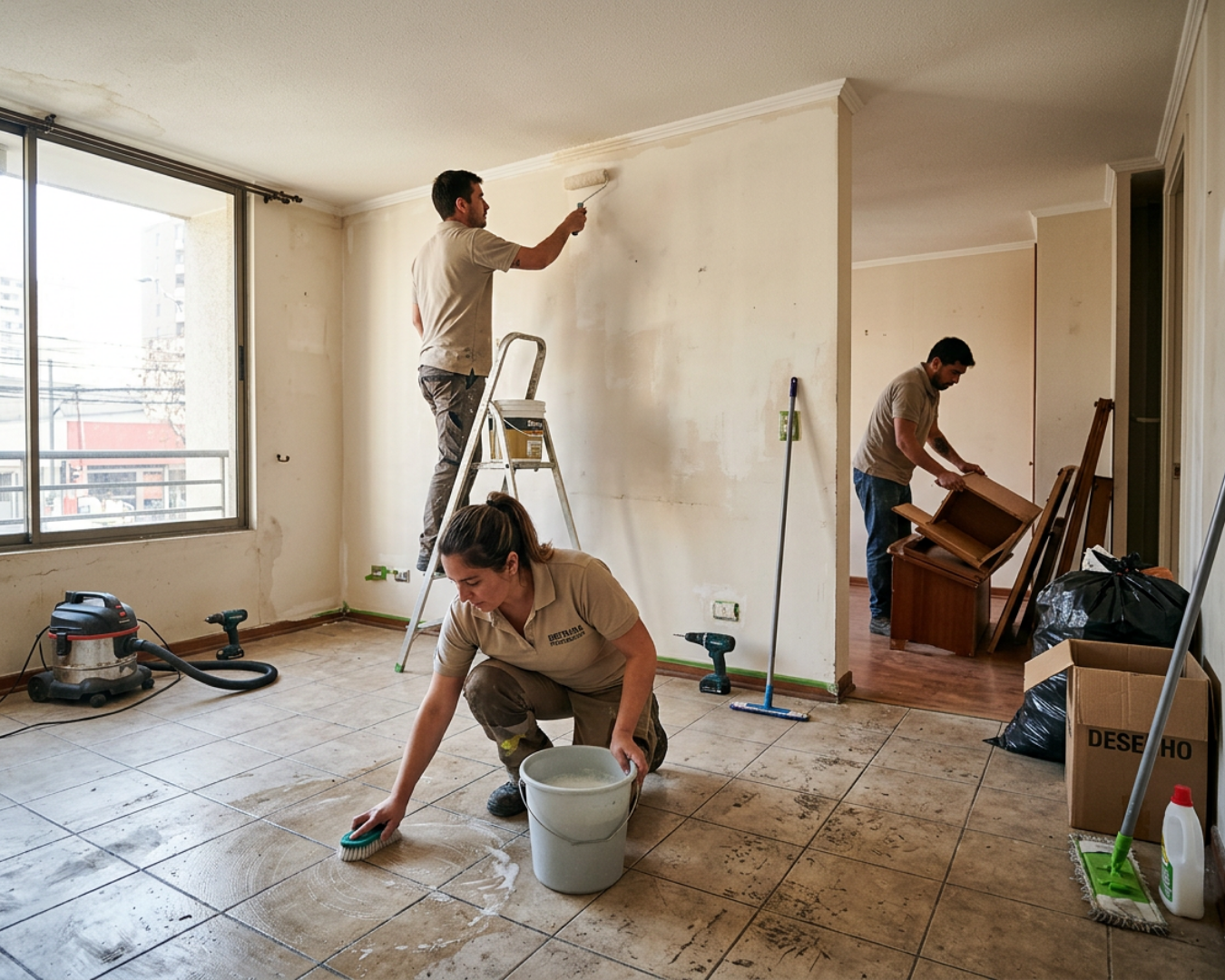 Trabajo de pintura y renovación de departamento en Santiago